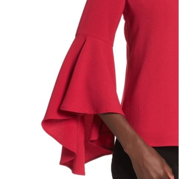 NWT New WAYF Ryan Medium Fuchsia Pink Choker Bell Statement Sleeve V-Neck Top - Picture 4 of 8